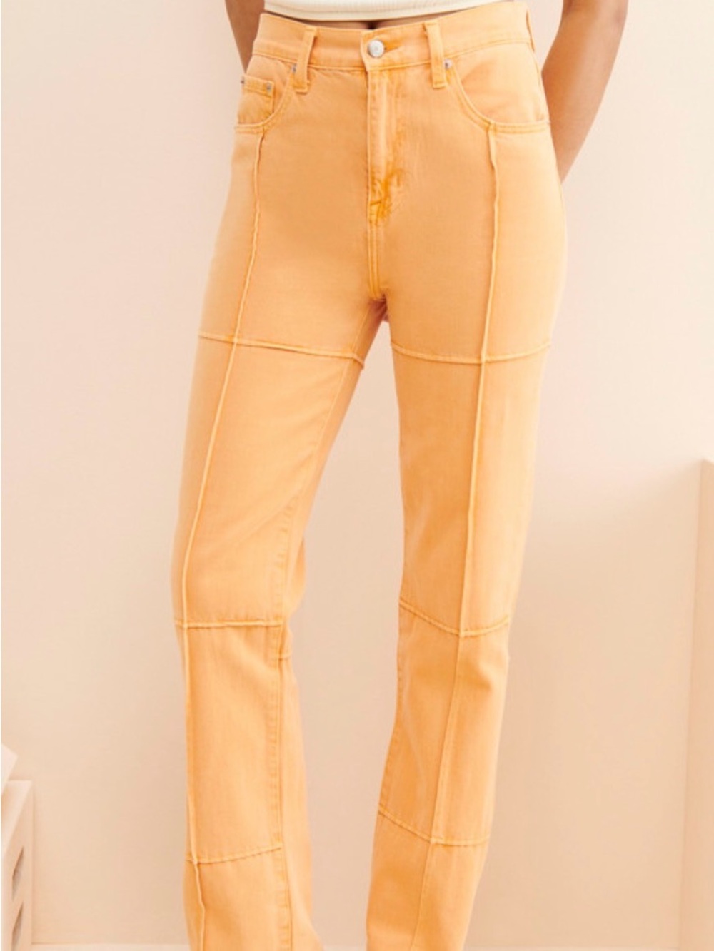pistola Peach Patch-Seam Flare Jeans